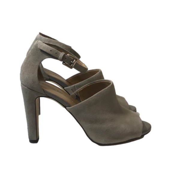 Banana Republic Rylee Suede Grey peep toe heels ankle strap Women’s shoes sz 7.5 - Picture 10 of 10